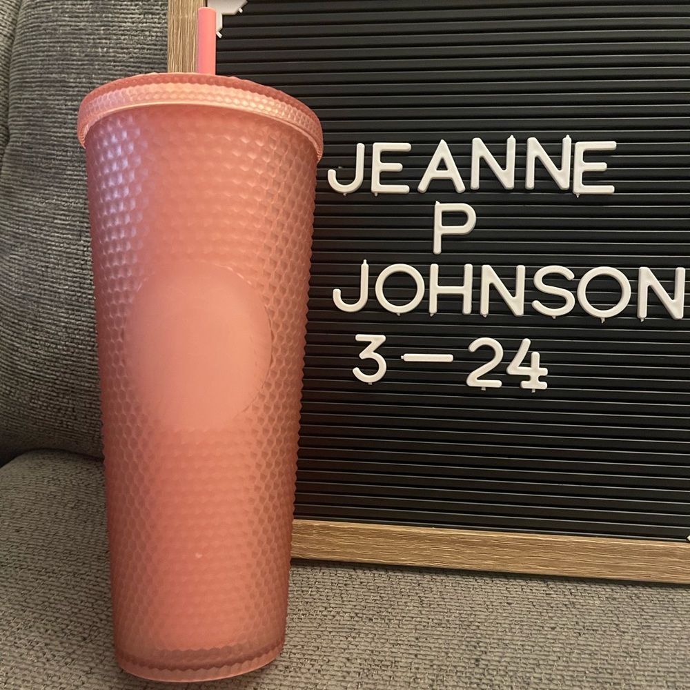 Pink Starbucks studded tumbler